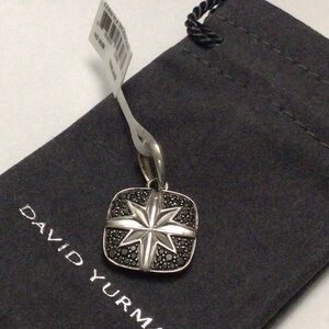 David Yurman Sterling Silver & Black Diamond North Star Enhancer Pendant NWT